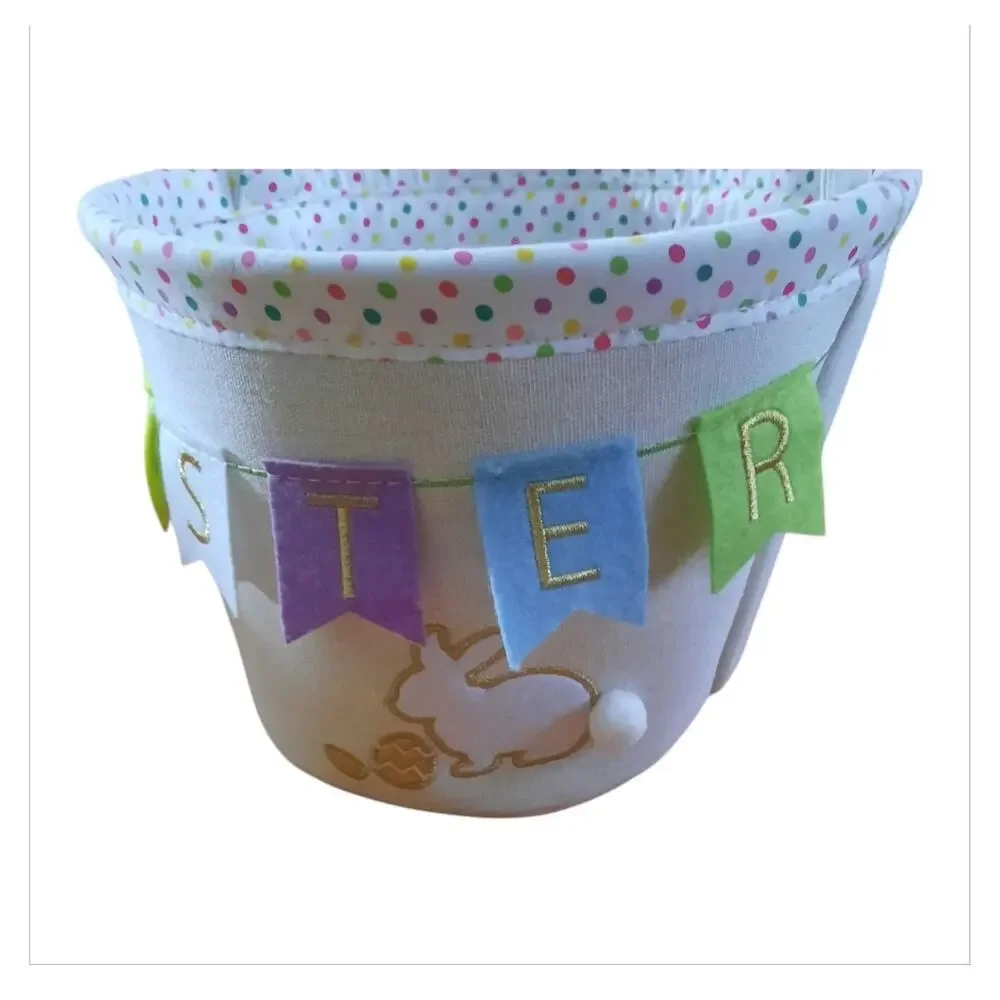 Wondertreats Cloth Covered Polka-dot Lined Easter Bunny Easter Basket